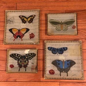 4 Decorative Glass Trinket Trays